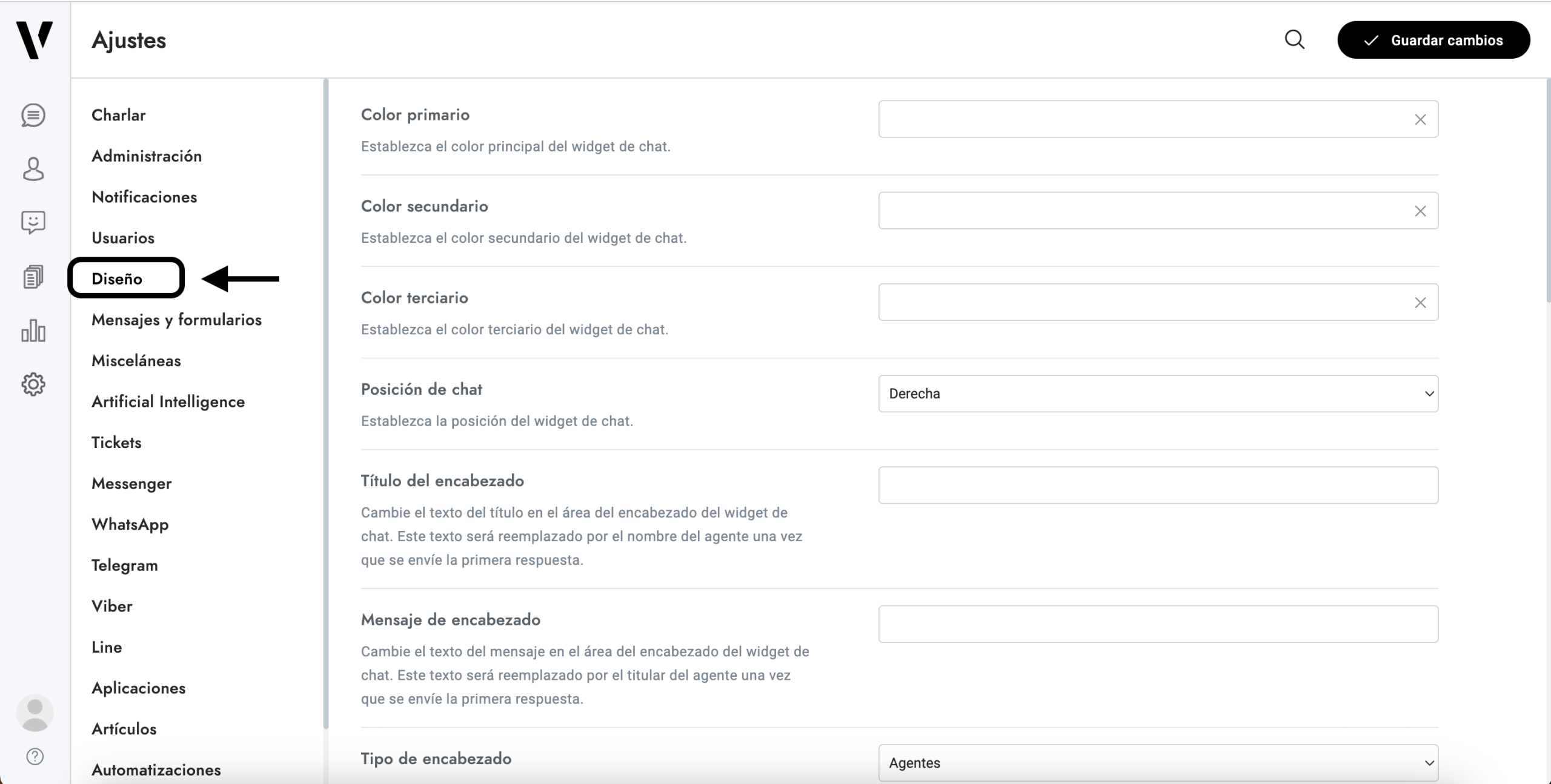 Panel de Diseño